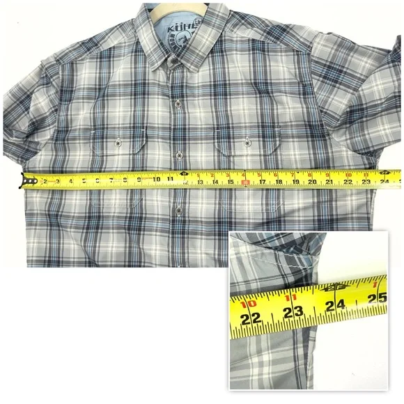 Kuhl Response Shirt Men Size Large Short Sleeve Button Down Plaid Outdoor Casual - Picture 13 of 15